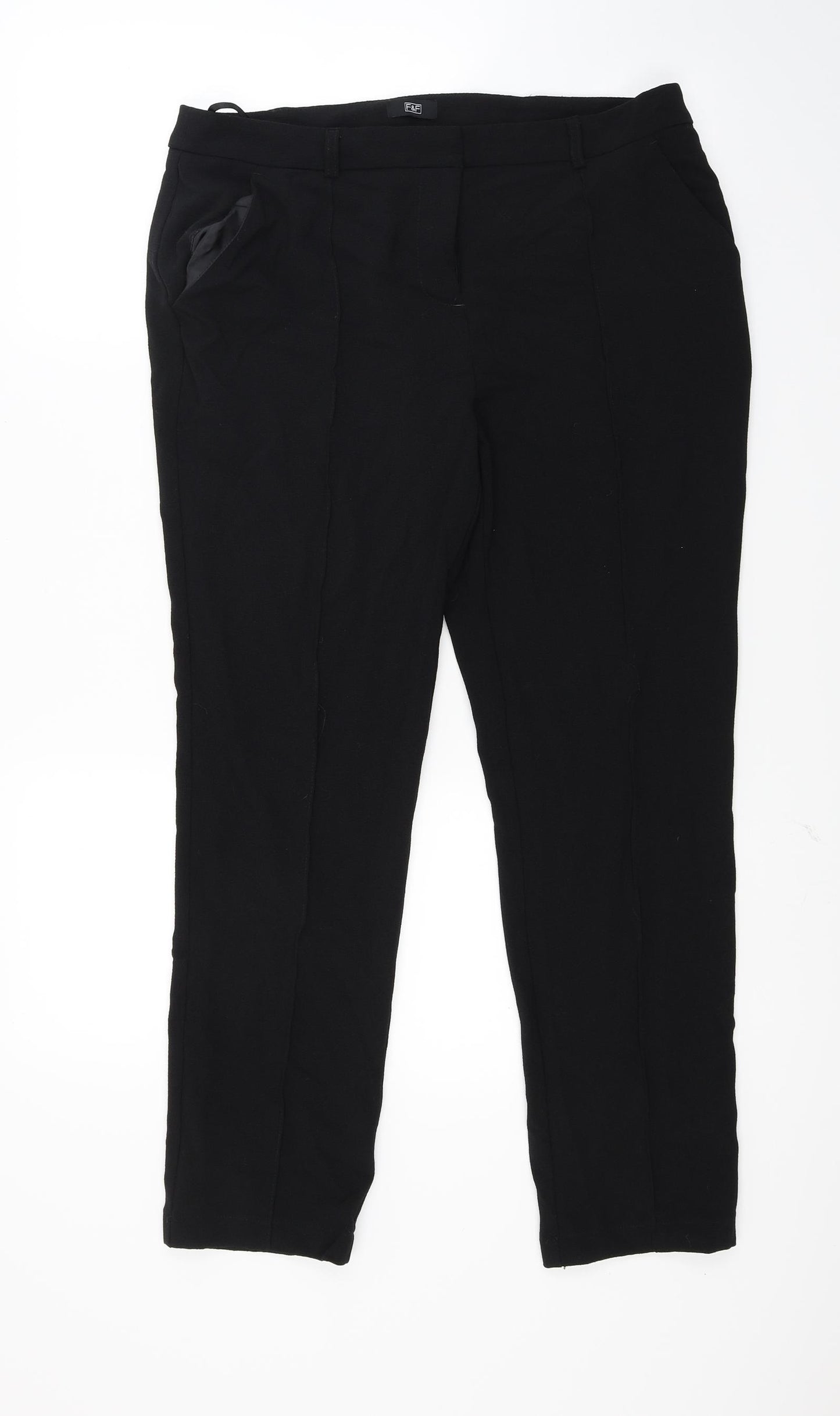 F&F Womens Black   Trousers  Size 12 L26 in