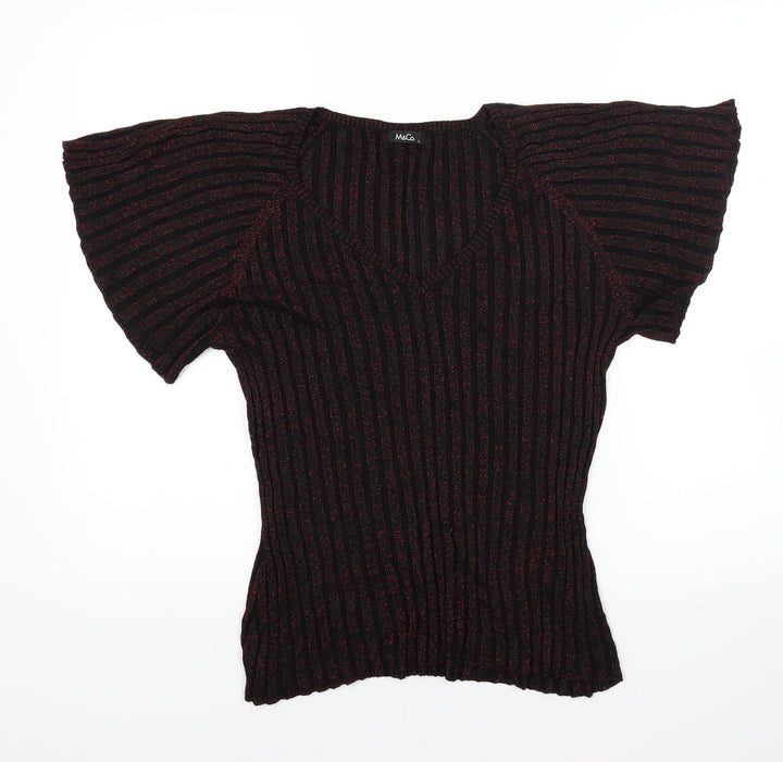 M&Co Womens Black Jersey Blouse Size L