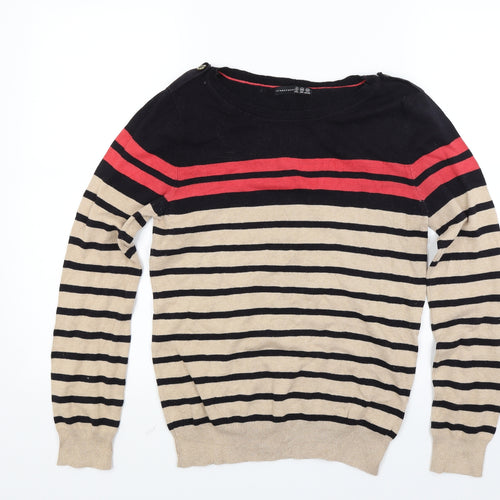 Primark Womens Beige Striped Knit Pullover Jumper Size 12