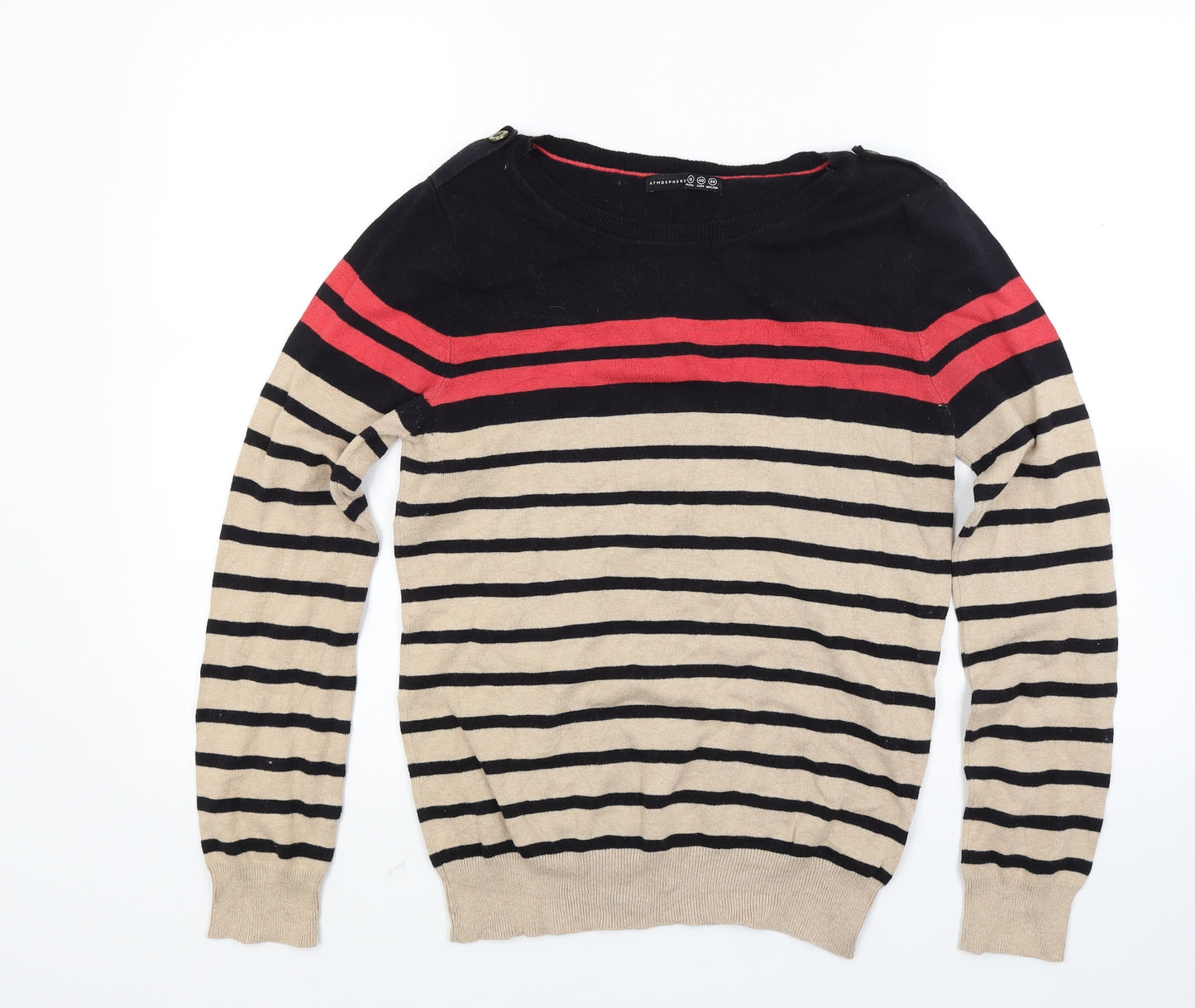 Primark Womens Beige Striped Knit Pullover Jumper Size 12