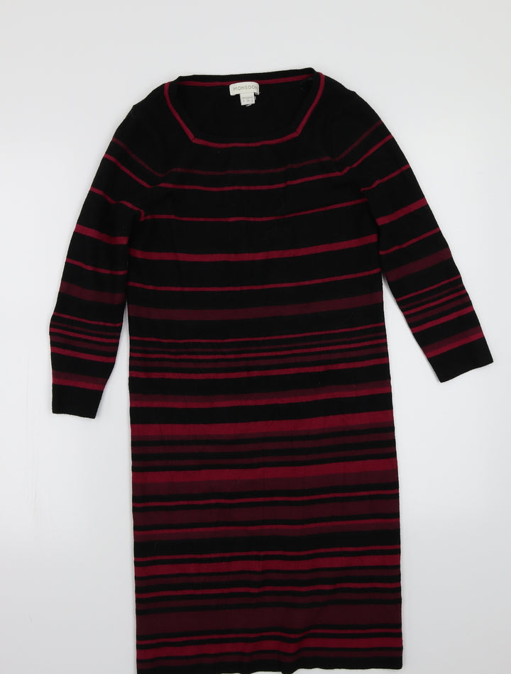 Monsoon Womens Black Striped A-Line Size 8