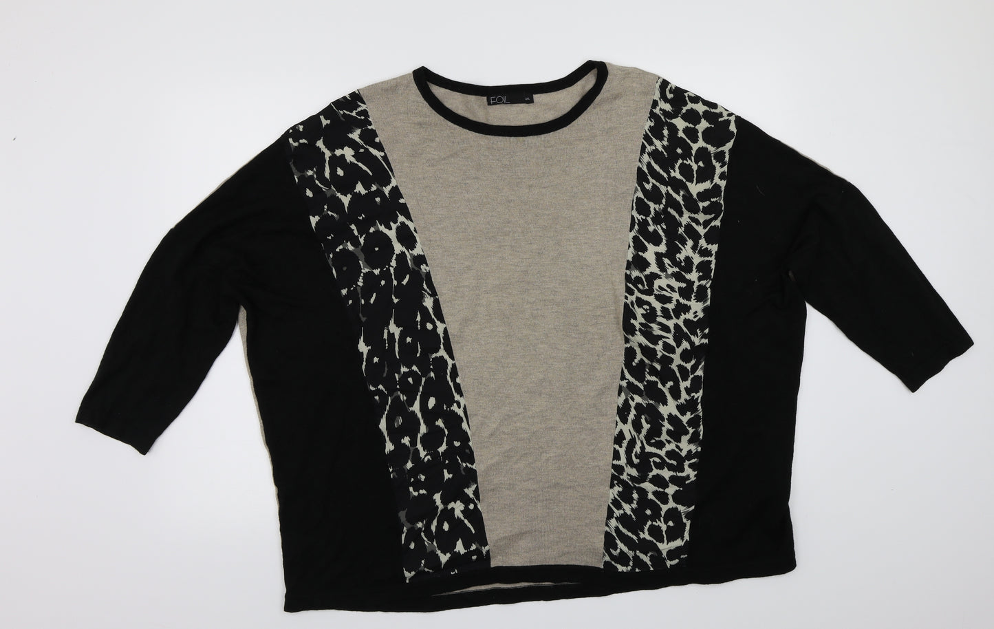 Foil Womens Black Animal Print  Pullover Jumper Size 2XL