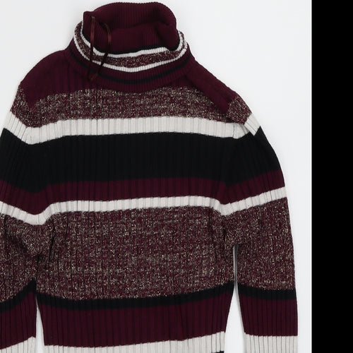 Brave Soul Womens Purple Striped  Pullover Jumper Size S