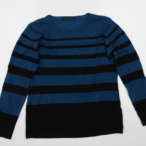 Just Elegance Womens Blue Striped  Pullover Jumper Size S