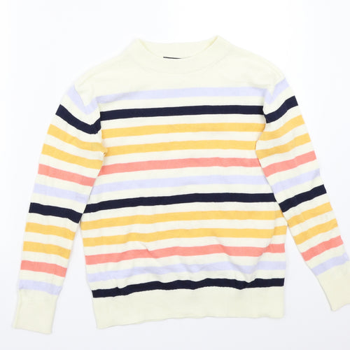 Marks and Spencer Womens White Striped  Pullover Jumper Size XS