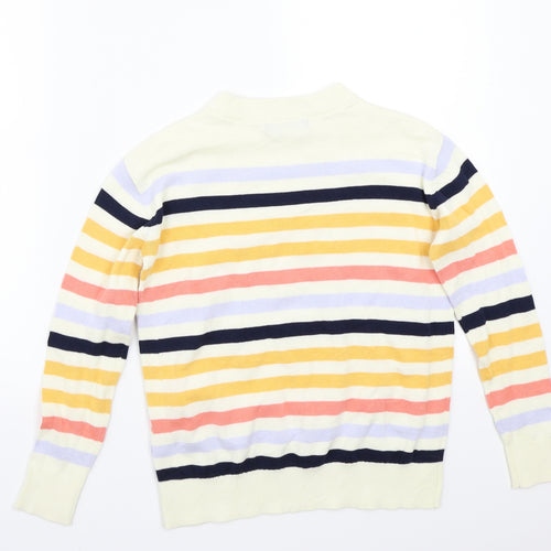 Marks and Spencer Womens White Striped  Pullover Jumper Size XS