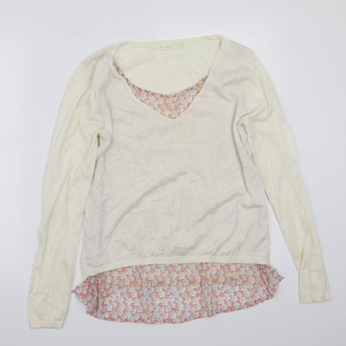 so sweet  Womens White Floral  Pullover Jumper Size L