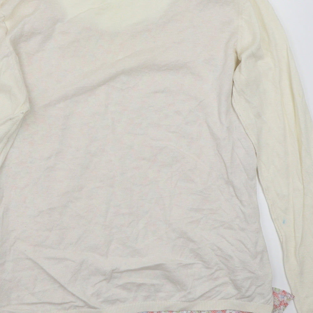 so sweet  Womens White Floral  Pullover Jumper Size L
