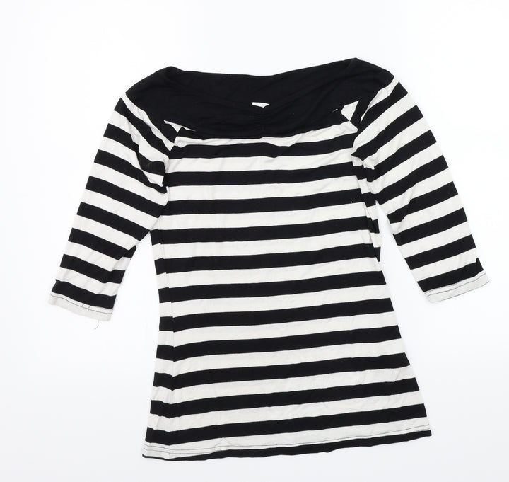 Body Flirt Womens Black Striped Basic T-Shirt Size XS