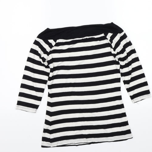Body Flirt Womens Black Striped  Basic T-Shirt Size XS