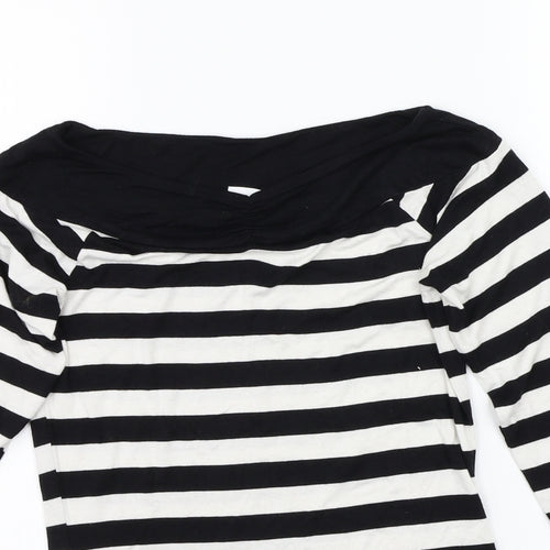 Body Flirt Womens Black Striped  Basic T-Shirt Size XS