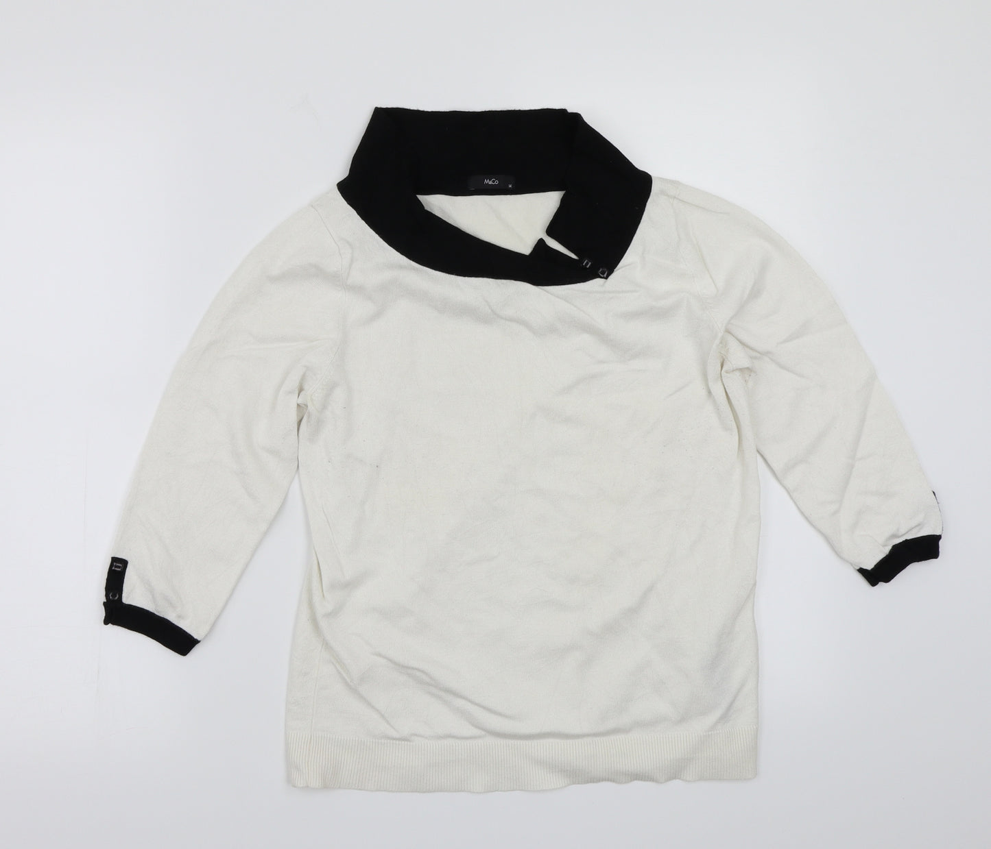 M&Co Womens White   Basic T-Shirt Size 14