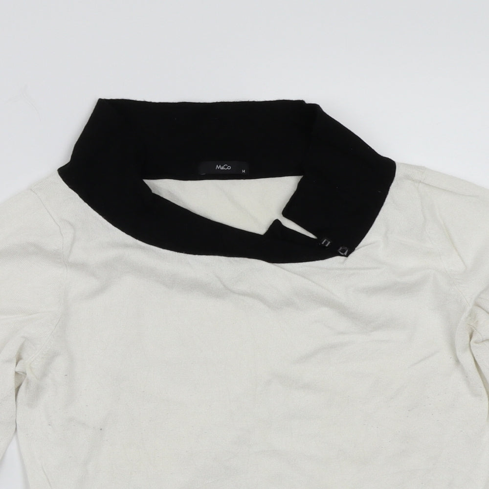 M&Co Womens White   Basic T-Shirt Size 14