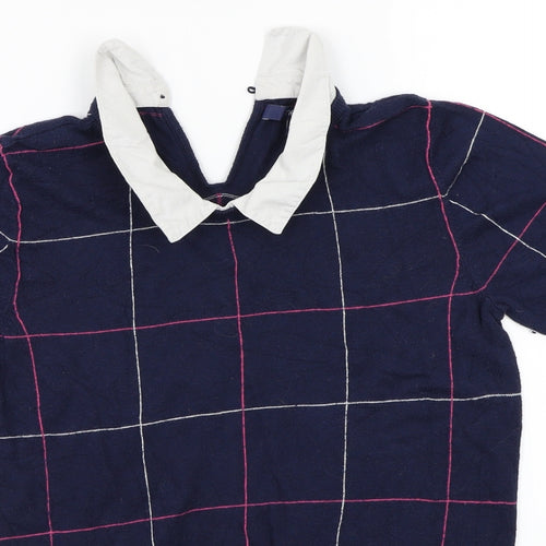 NEXT Womens Blue Check  Basic T-Shirt Size 8