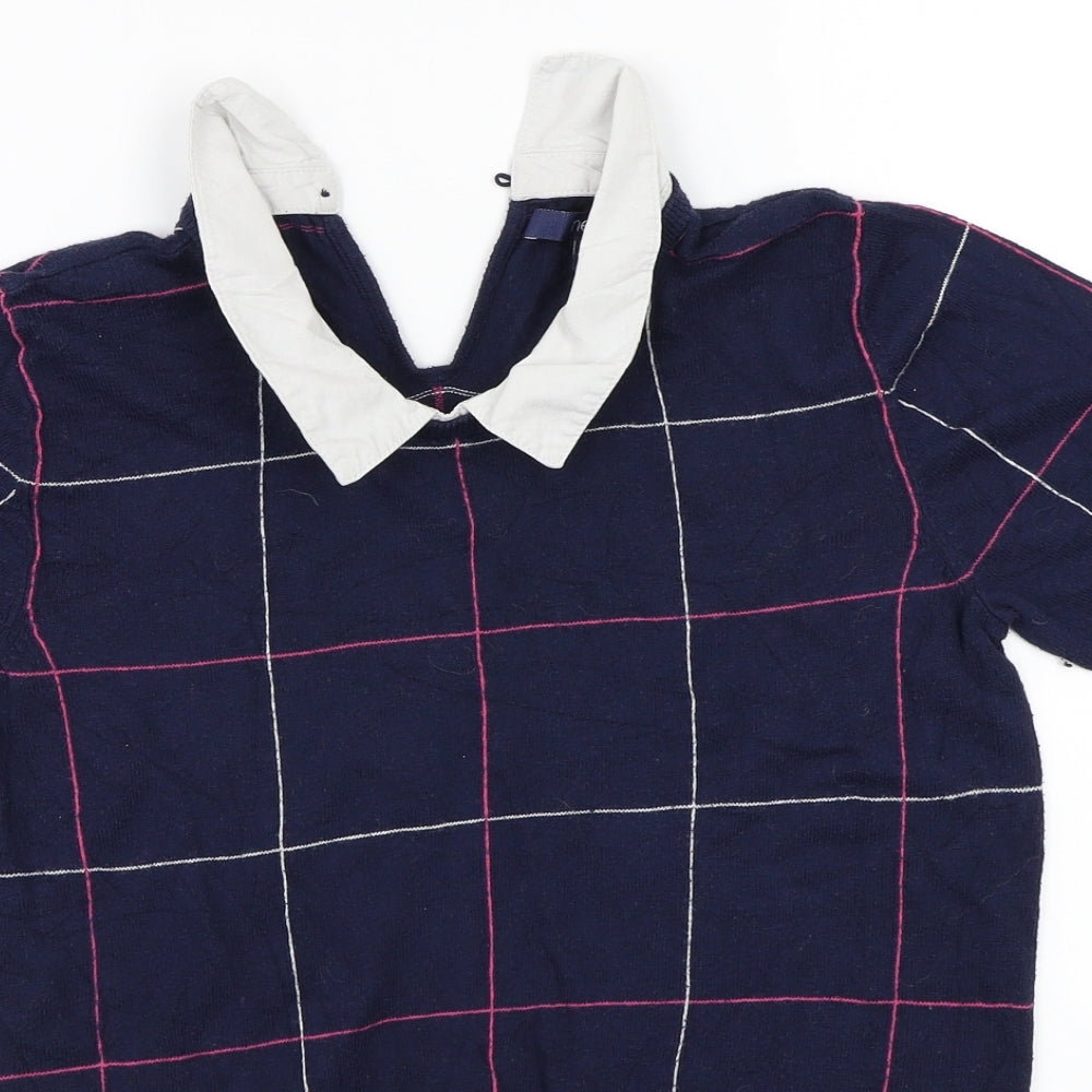 NEXT Womens Blue Check  Basic T-Shirt Size 8