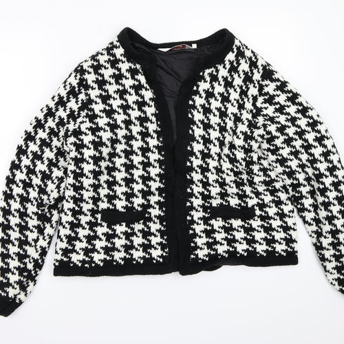 EWM Womens Black Geometric  Jacket Coat Size L