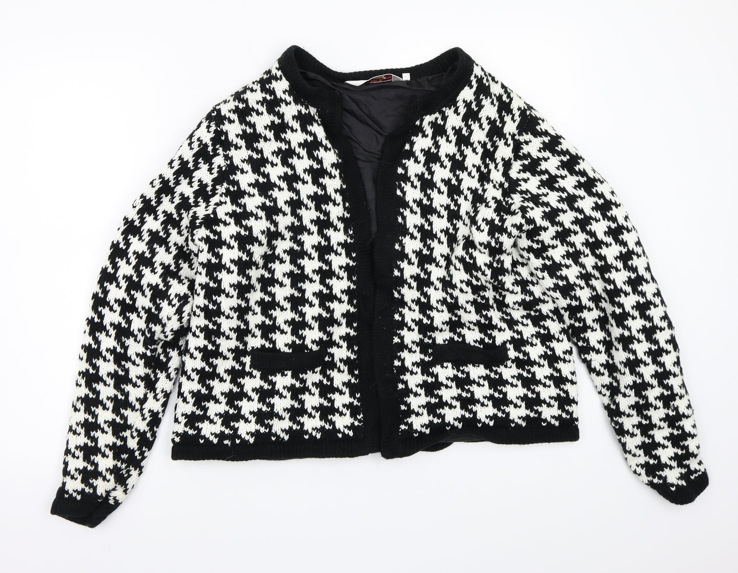 EWM Womens Black Geometric  Jacket Coat Size L