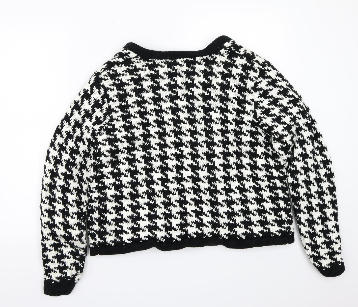 EWM Womens Black Geometric  Jacket Coat Size L
