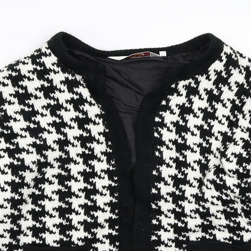 EWM Womens Black Geometric  Jacket Coat Size L