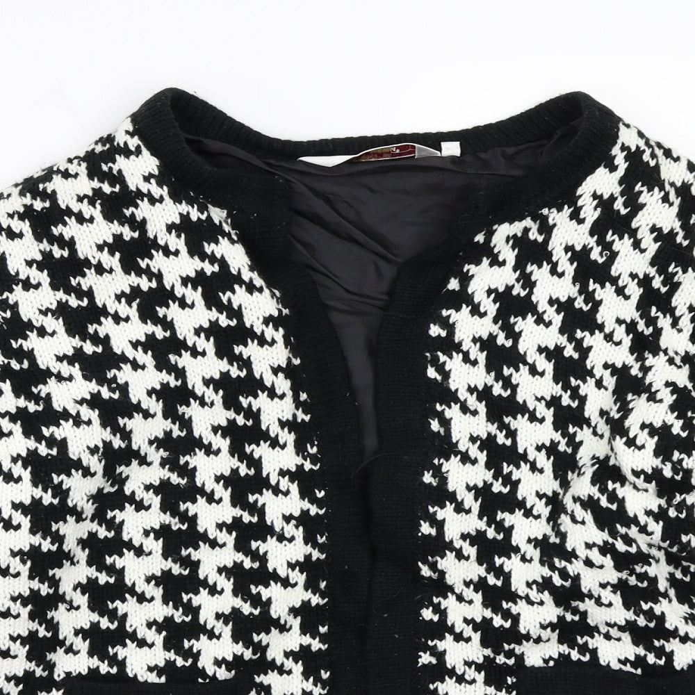 EWM Womens Black Geometric  Jacket Coat Size L