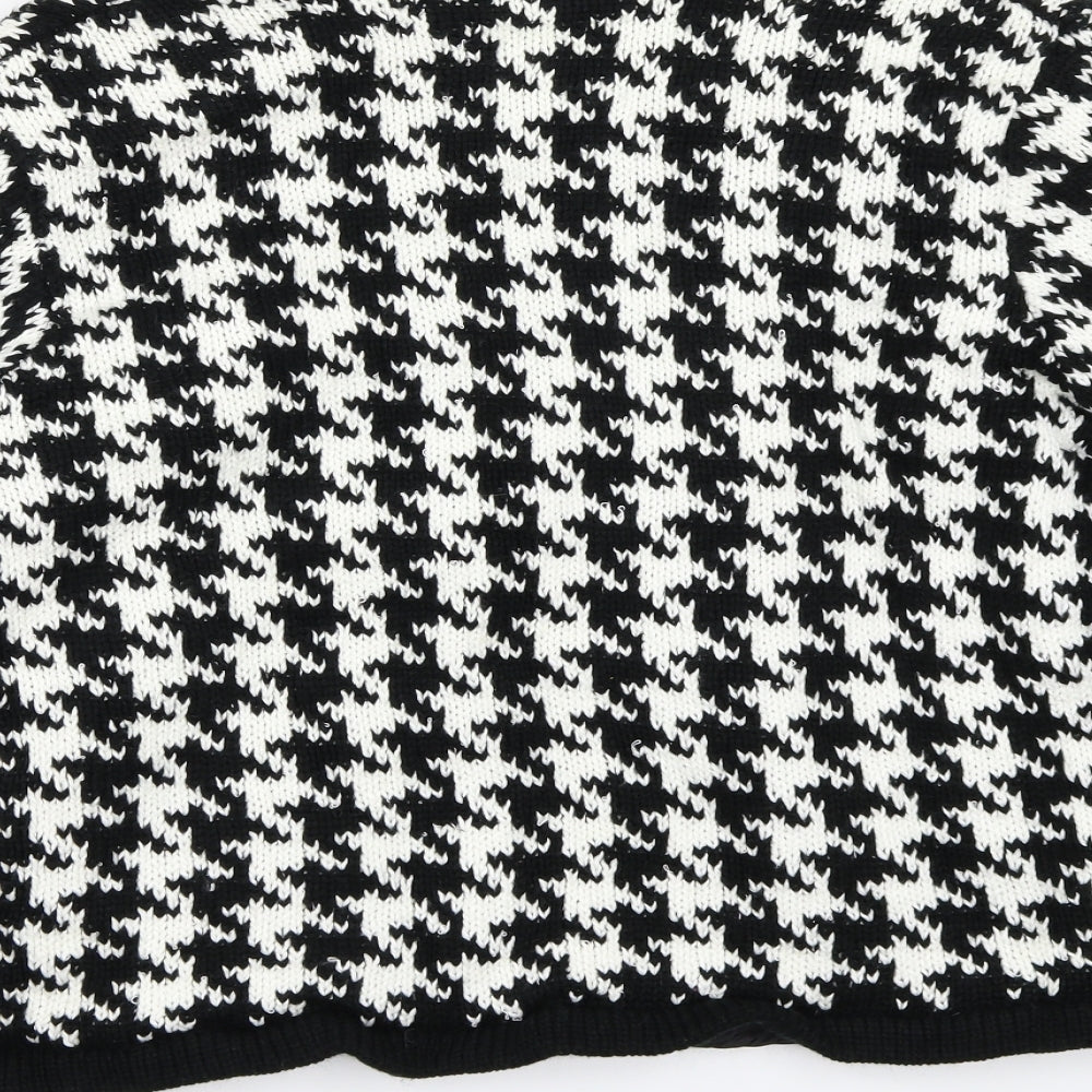 EWM Womens Black Geometric  Jacket Coat Size L