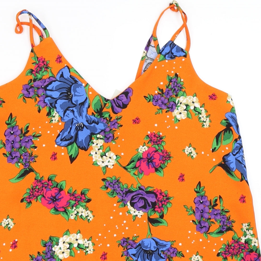 River Island Womens Orange Floral  Camisole Blouse Size 8