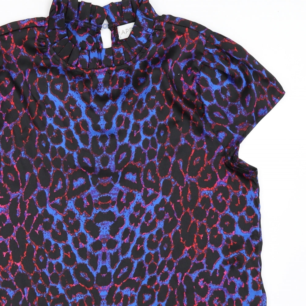 Apricot Womens Blue Animal Print  Basic Blouse Size 10