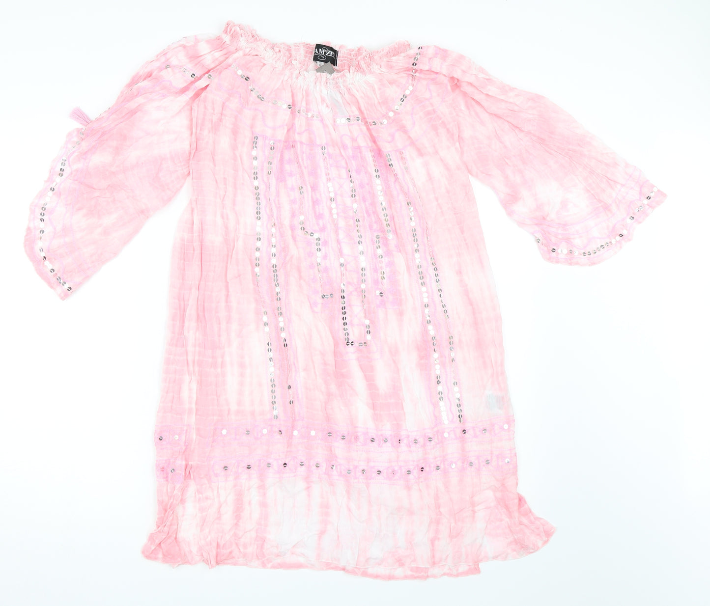Mam'zel Womens Pink   Kaftan  One Size  - Beach Cover Up