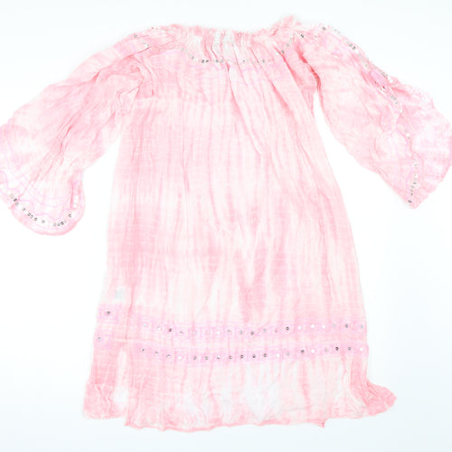 Mam'zel Womens Pink   Kaftan  One Size  - Beach Cover Up