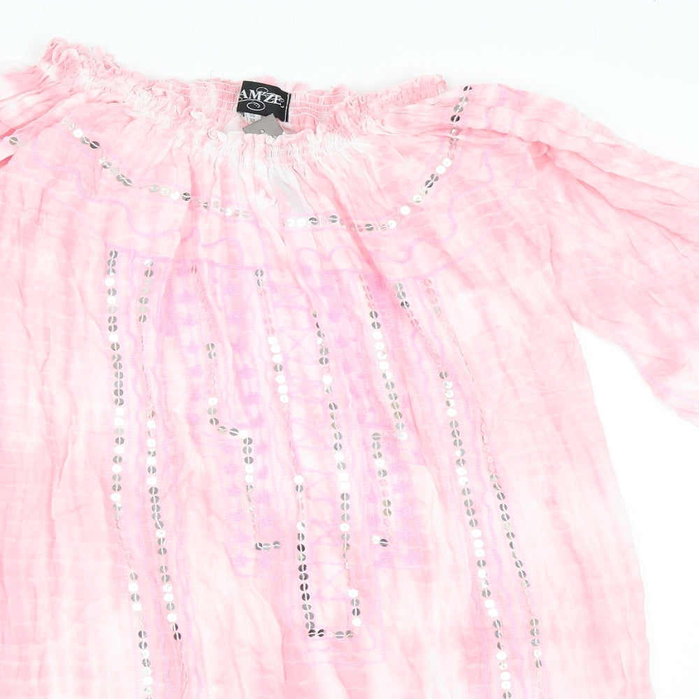 Mam'zel Womens Pink   Kaftan  One Size  - Beach Cover Up