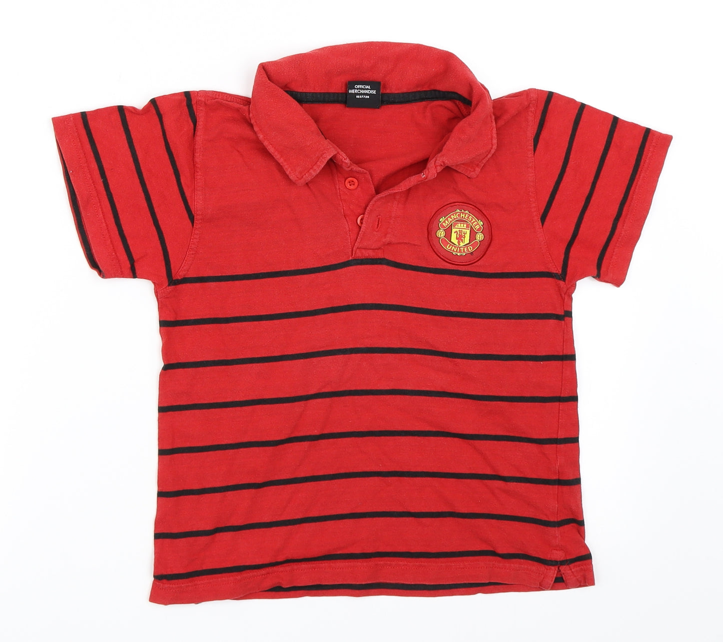 Manchester United Boys Red Striped  Pullover T-Shirt Size M  - Manchester United Football club