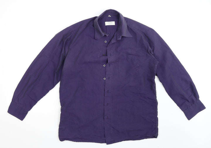 CANDA Mens Blue Button-Up Size L - Collar -15.5in