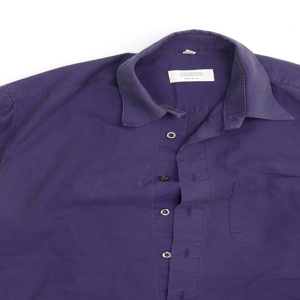 CANDA Mens Blue    Button-Up Size L  - Collar -15.5in