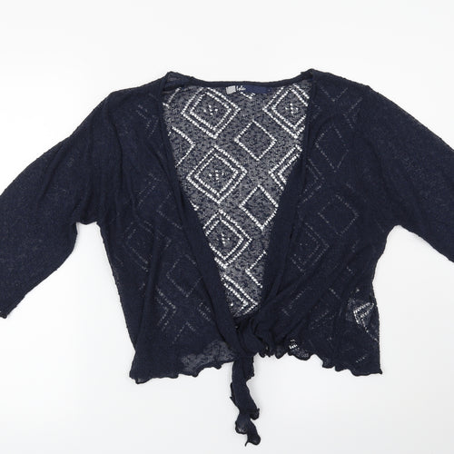 Isle Womens Blue Geometric  Cardigan Jumper Size 14