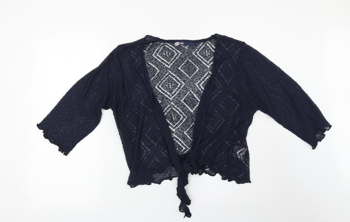 Isle Womens Blue Geometric Cardigan Jumper Size 14