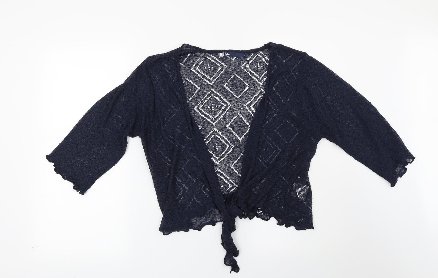 Isle Womens Blue Geometric  Cardigan Jumper Size 14