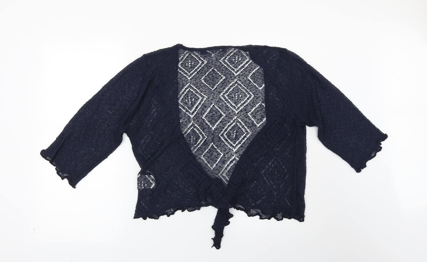 Isle Womens Blue Geometric  Cardigan Jumper Size 14