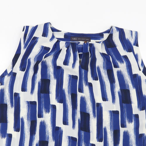 Marks and Spencer Womens Blue Geometric  Basic Blouse Size 10