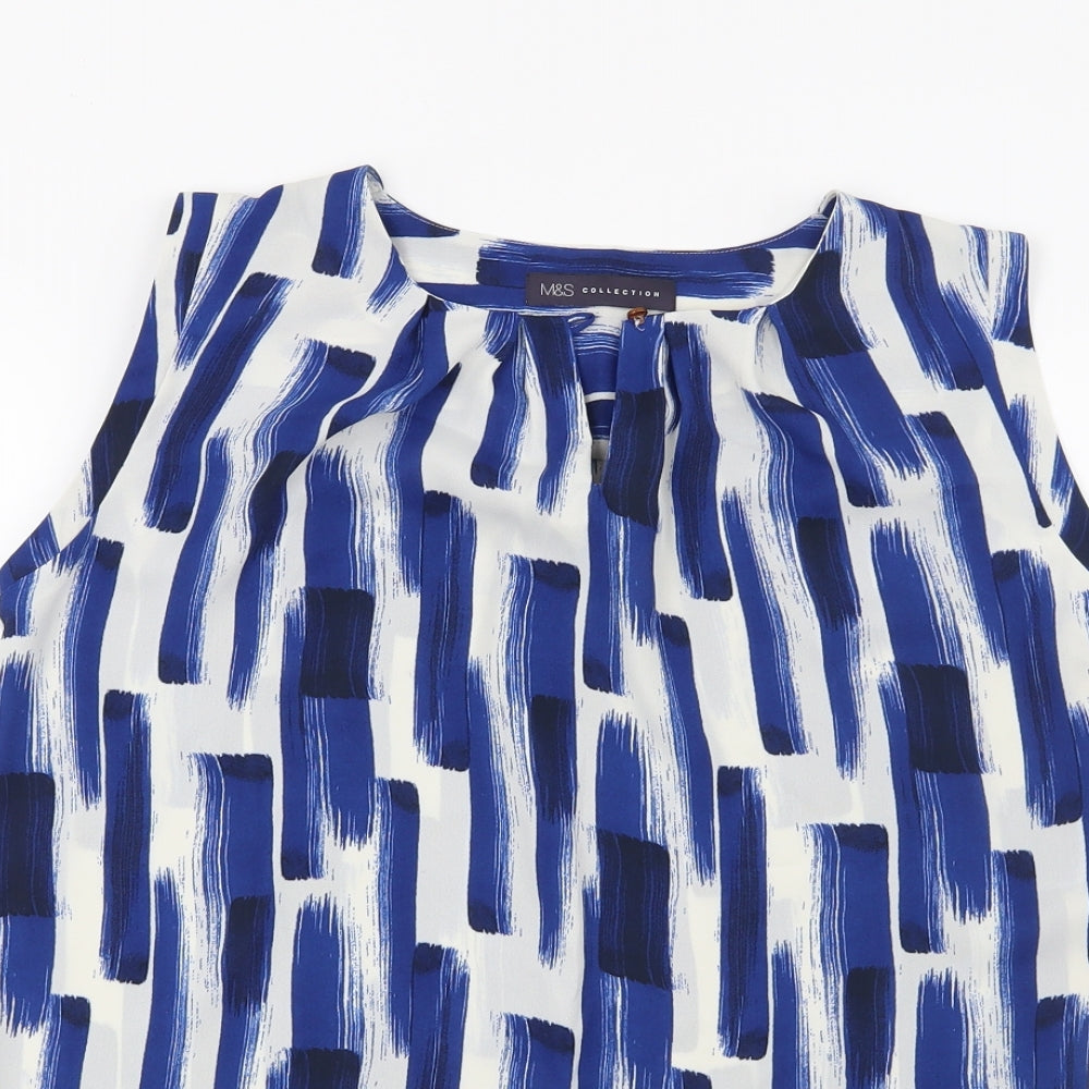 Marks and Spencer Womens Blue Geometric  Basic Blouse Size 10