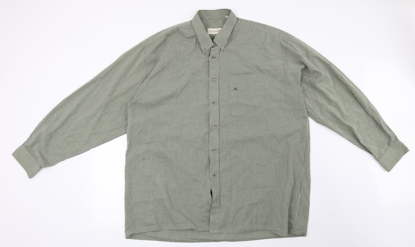 Preworn Mens Green Check   Button-Up Size 18.5