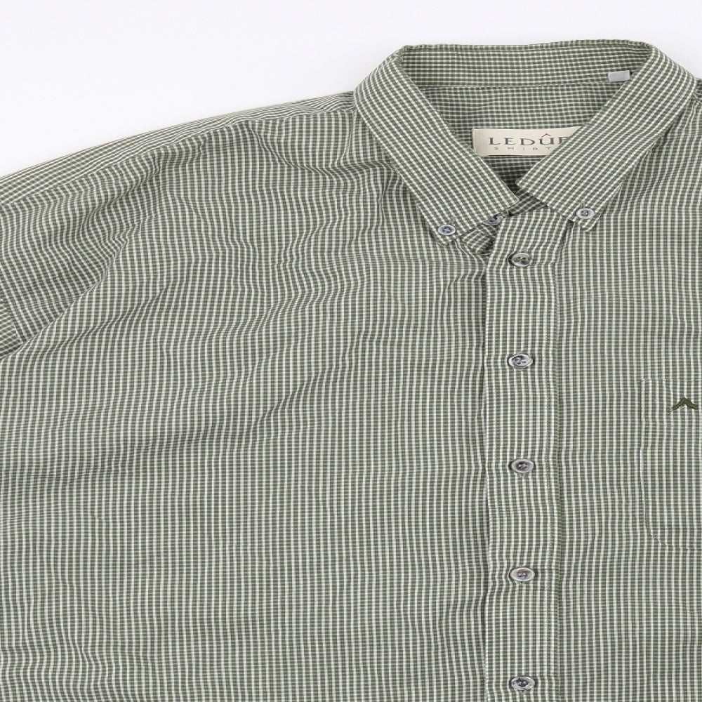 Preworn Mens Green Check   Button-Up Size 18.5