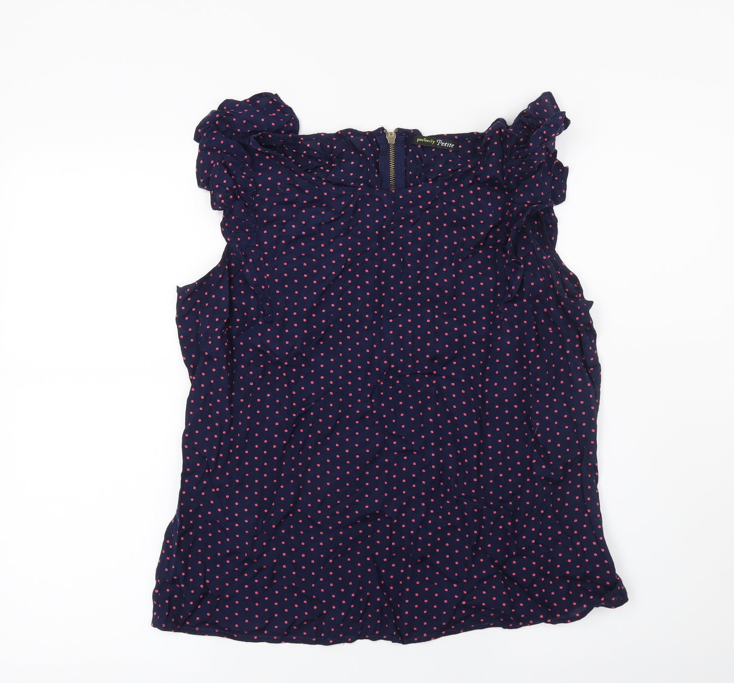 George Womens Blue Polka Dot  Basic Blouse Size 14