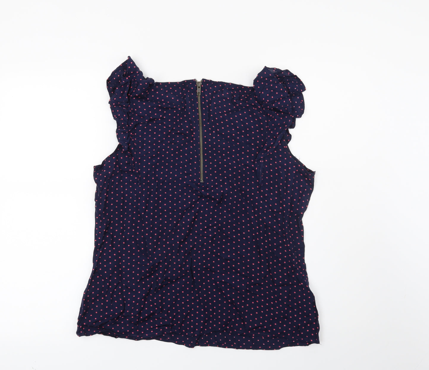George Womens Blue Polka Dot  Basic Blouse Size 14