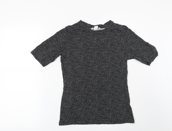 H&M Womens Black Geometric Basic T-Shirt Size S