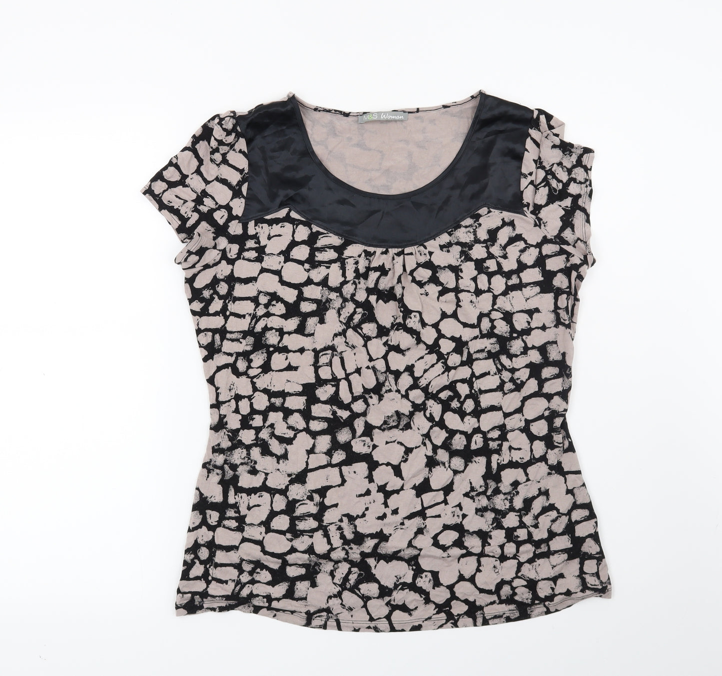 Marks and Spencer Womens Brown Geometric  Basic Blouse Size 12