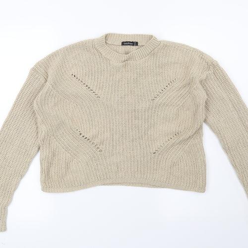 Boohoo Womens Beige   Pullover Jumper Size S