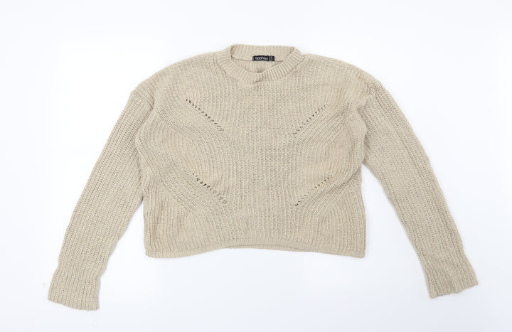 Boohoo Womens Beige Pullover Jumper Size S