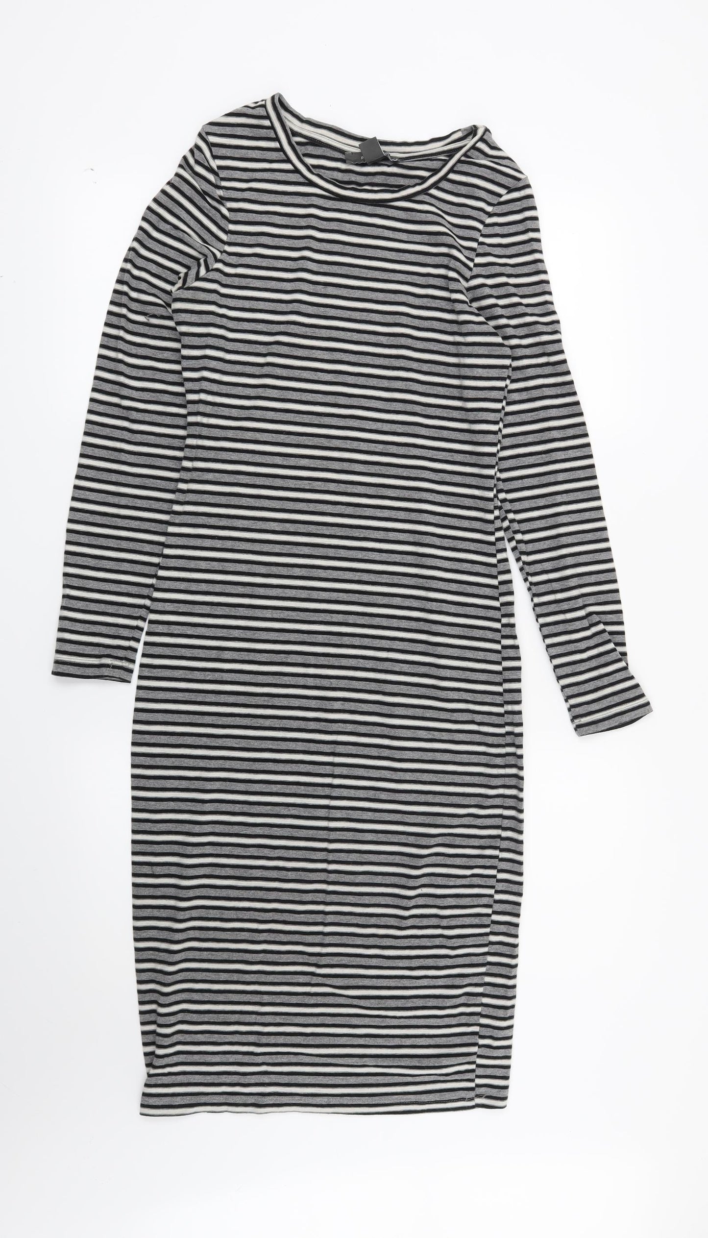 Primark Womens Grey Striped  T-Shirt Dress  Size 10