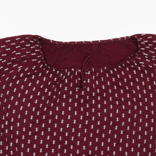 Vivance Womens Red Geometric  Basic Blouse Size 10