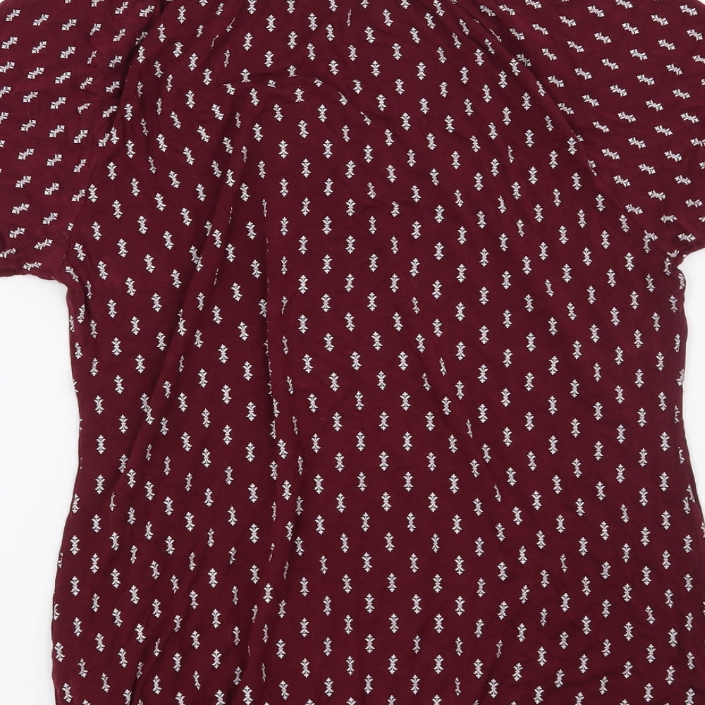 Vivance Womens Red Geometric  Basic Blouse Size 10